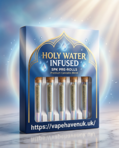 Holy Water Infused 5PK Pre-Rolls, including product design, flavour descriptions, quality considerations and important UK legal guidance.